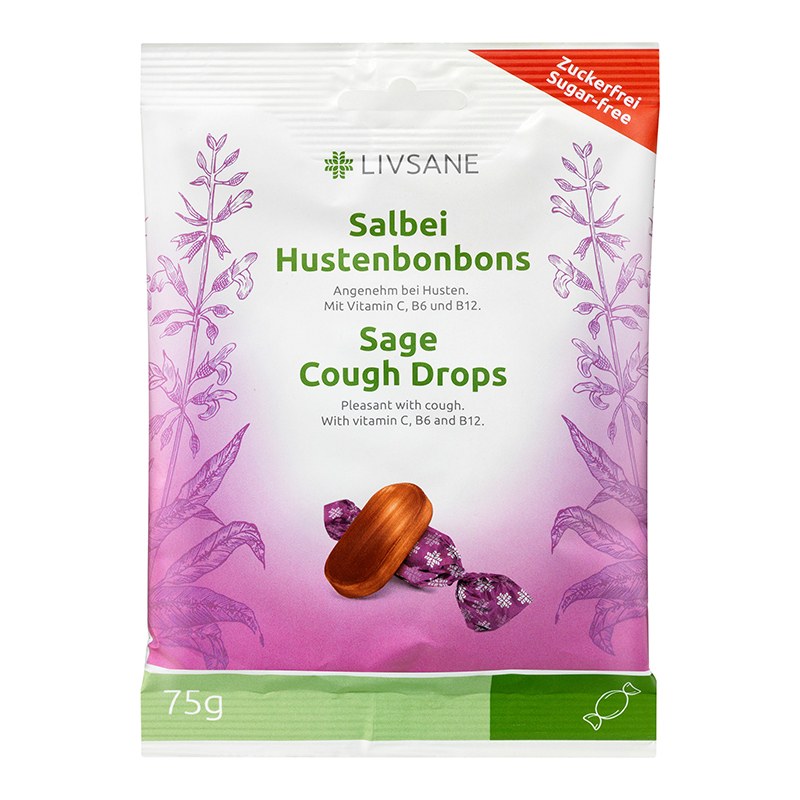 Livsane - LIVSANE Bylinné pastilky šalvia bez cukru,s vitamínom C, 1x75 g