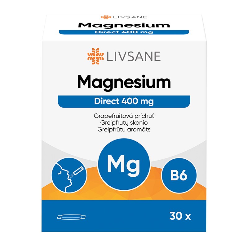 Livsane - LIVSANE Magnézium Direct 400 mg prášok vo vrecúškach, grapefruitová príchuť, 1x30 ks