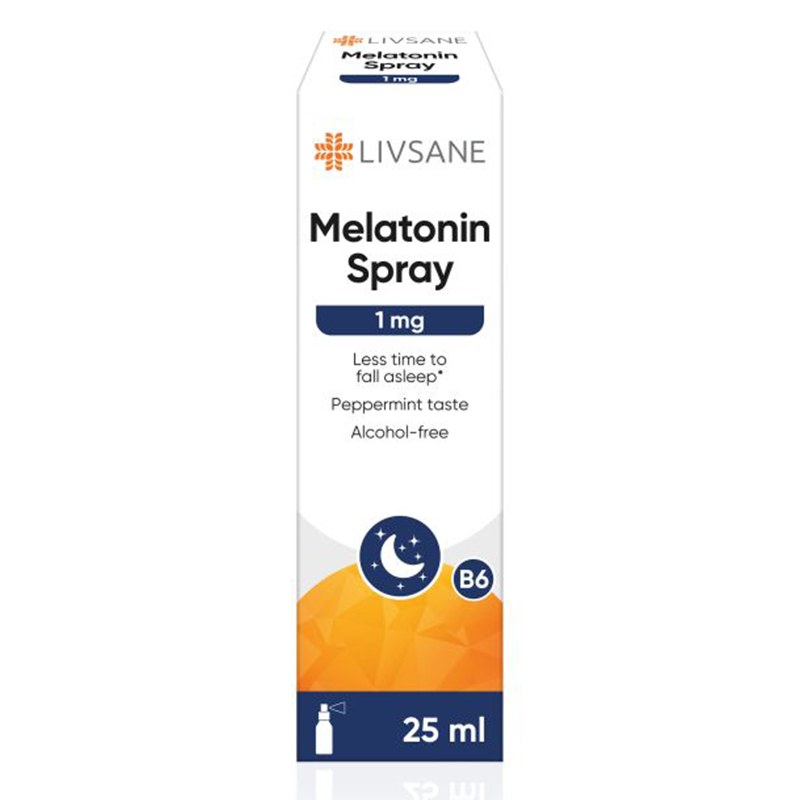 Livsane -  LIVSANE Melatonín 1 mg sprej, s vitamínom B6, príchuť mäty 1x25 ml