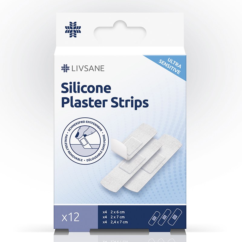 Livsane - LIVSANE Silikónové náplasti ULTRA SENSITIVE na citlivú pokožku, 3 rozmery, 1x12 ks
